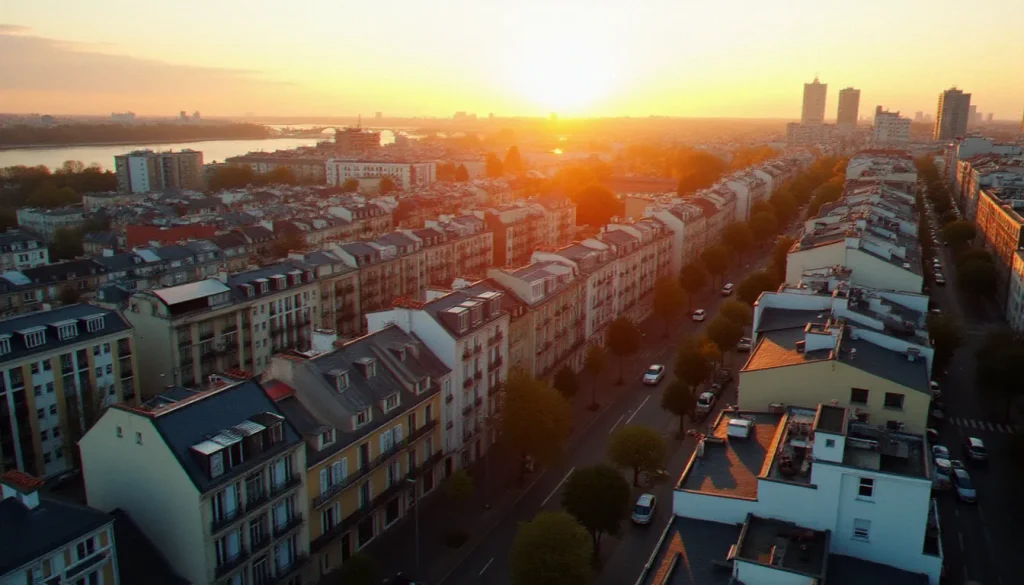 Vue aérienne du centre-ville d'Argenteuil avec ses immeubles