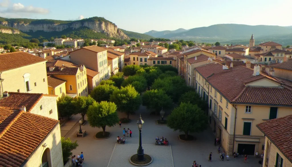 Vue aérienne du centre-ville d'Aubagne avec ses toits