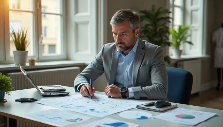 Consultant en gestion d'entreprise analysant des processus organisationnels