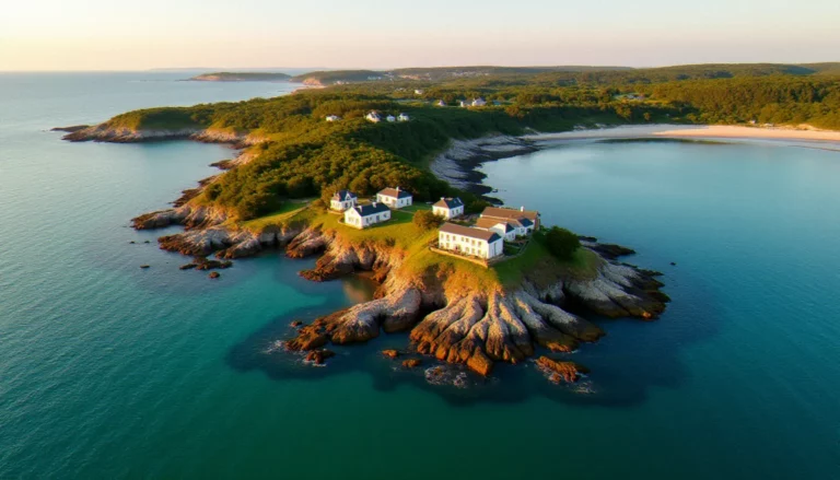 Vue aérienne de la presqu'île de Carantec au