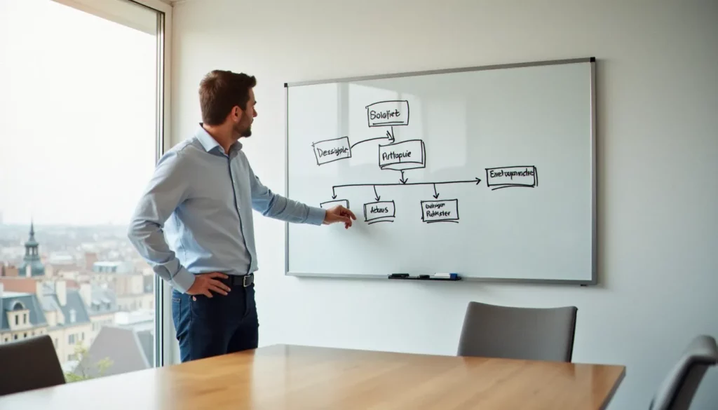 Consultant en organisation présentant un plan de gestion