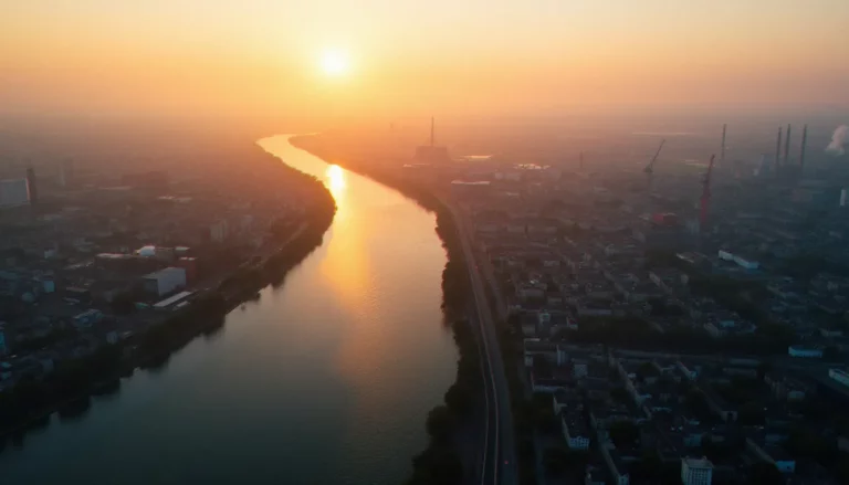 Vue aérienne de la Seine traversant le tissu