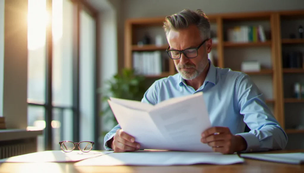 Un consultant immobilier analysant des avis gestion locative