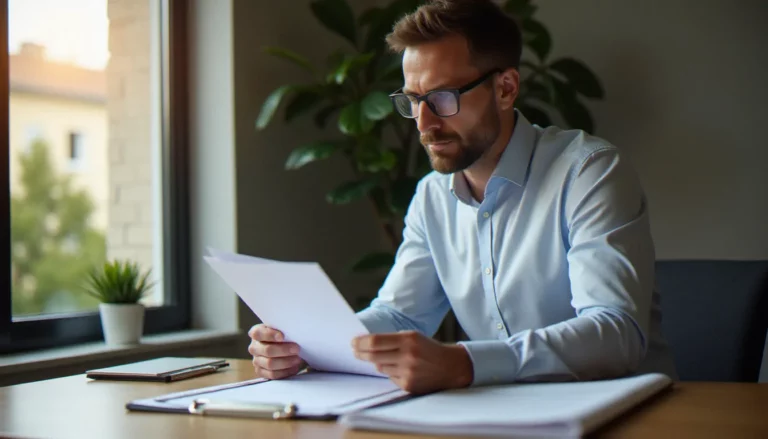 Consultant en gestion locative analysant un contrat de