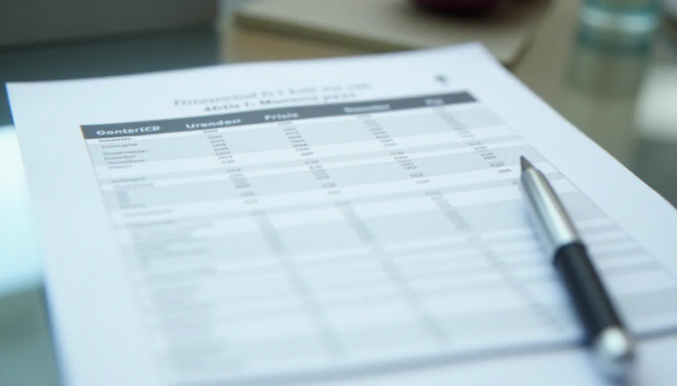 Tableau d'allocation de portefeuille représentant les différents profils de risque d'un contrat d'assurance-vie en gestion pilotée, posé sur un bureau en verre