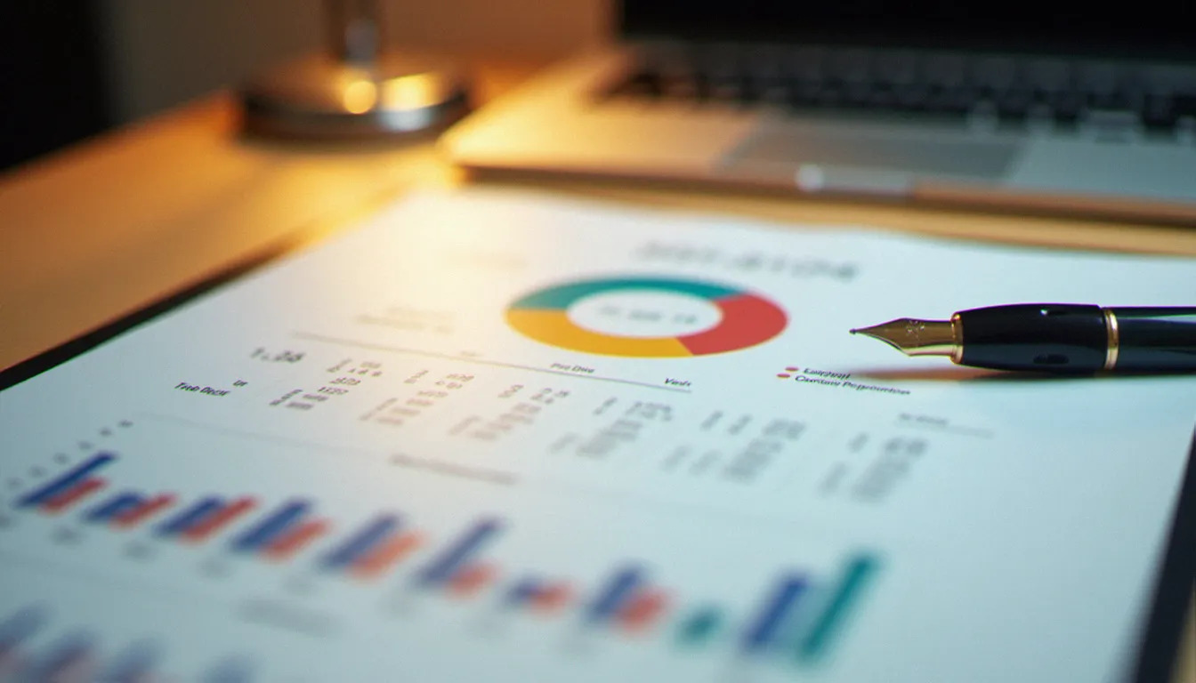 Tableau de bord comportemental imprimé avec indicateurs clés de performance organisationnelle posé sur un bureau, outil central du pilotage dans une démarche de gestion efficace des comportements teluq