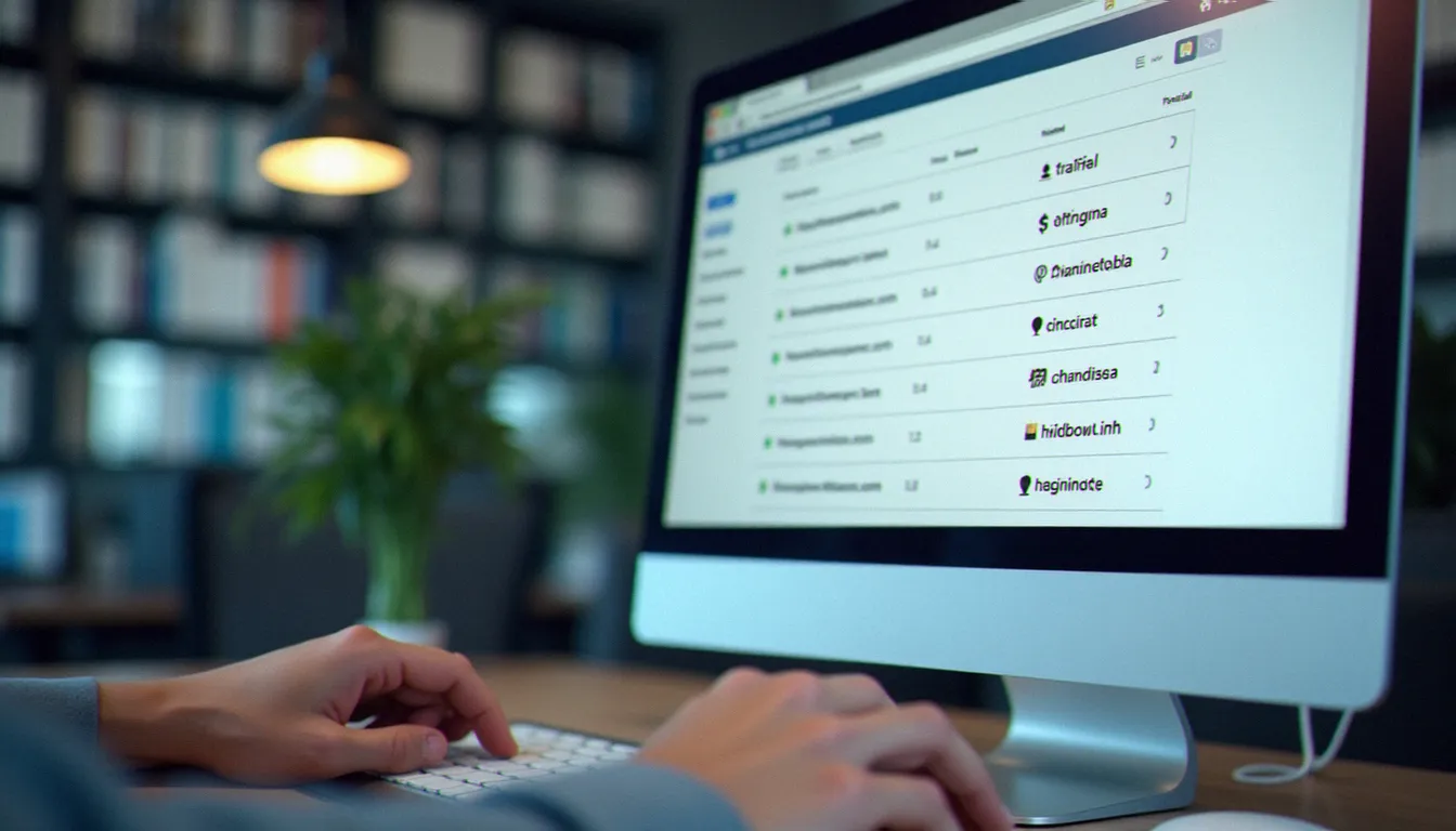 Écran d'ordinateur affichant une liste de mots de passe synchronisés dans un tableau de bord de gestion sécurisée