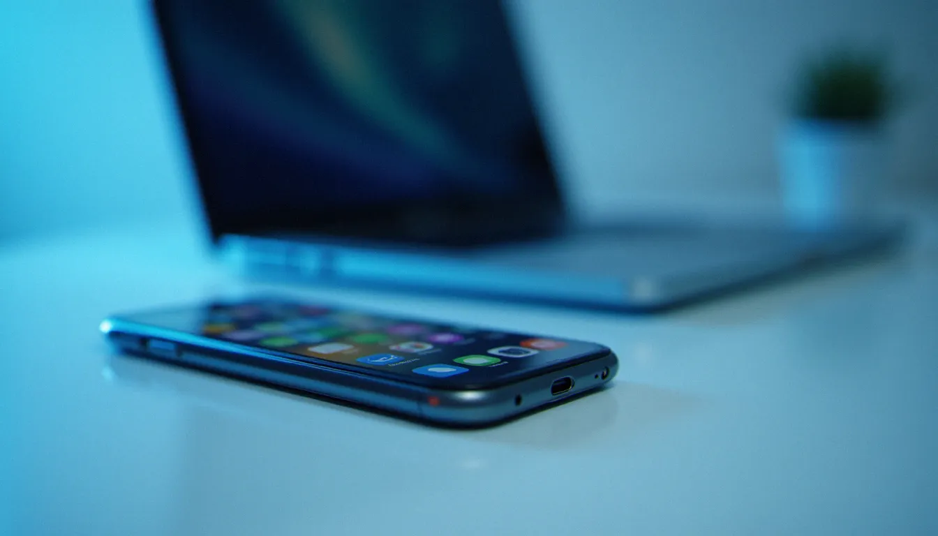 Synchronisation des mots de passe entre smartphone et ordinateur portable illustrant le fonctionnement du gestionnaire mot de passe Google sur plusieurs appareils