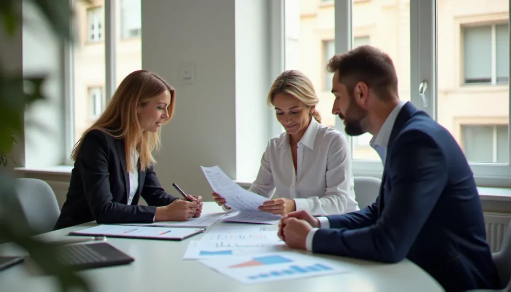 Conseiller en gestion de patrimoine analysant des documents