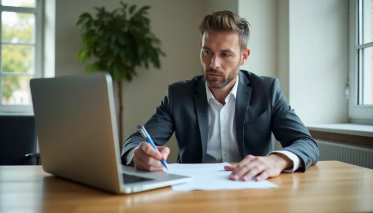 Gestionnaire locatif professionnel analysant un contrat de bail, illustrant la meilleur gestion locative en pratique