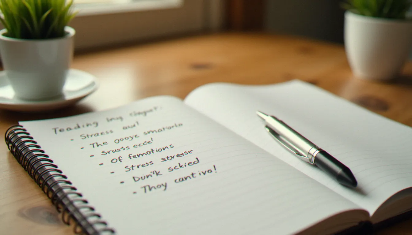 Journal de bord émotionnel ouvert sur un bureau, outil concret pour identifier ses déclencheurs de stress au travail