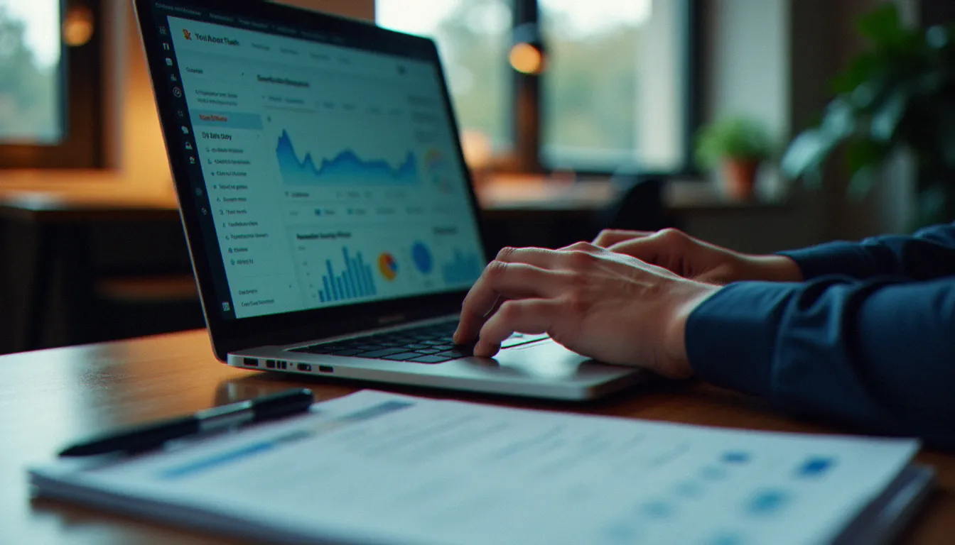 Outils numériques de pilotage de crise en temps réel sur un ordinateur portable avec documents de procédure imprimés sur un bureau professionnel