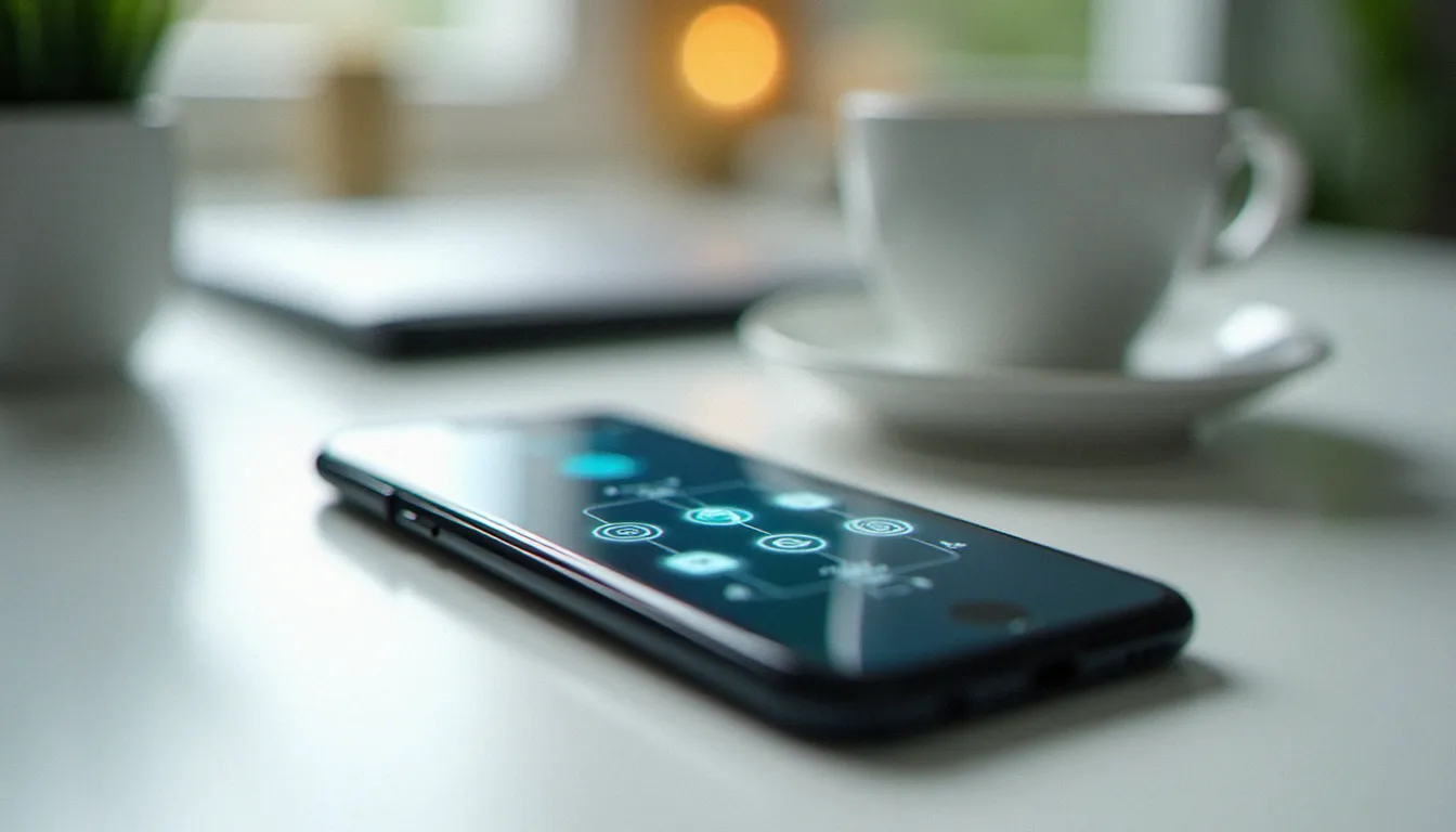 Smartphone affichant la synchronisation des mots de passe Google entre plusieurs appareils connectés