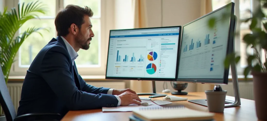 Consultant en gestion organisationnelle utilisant le logiciel Almeria
