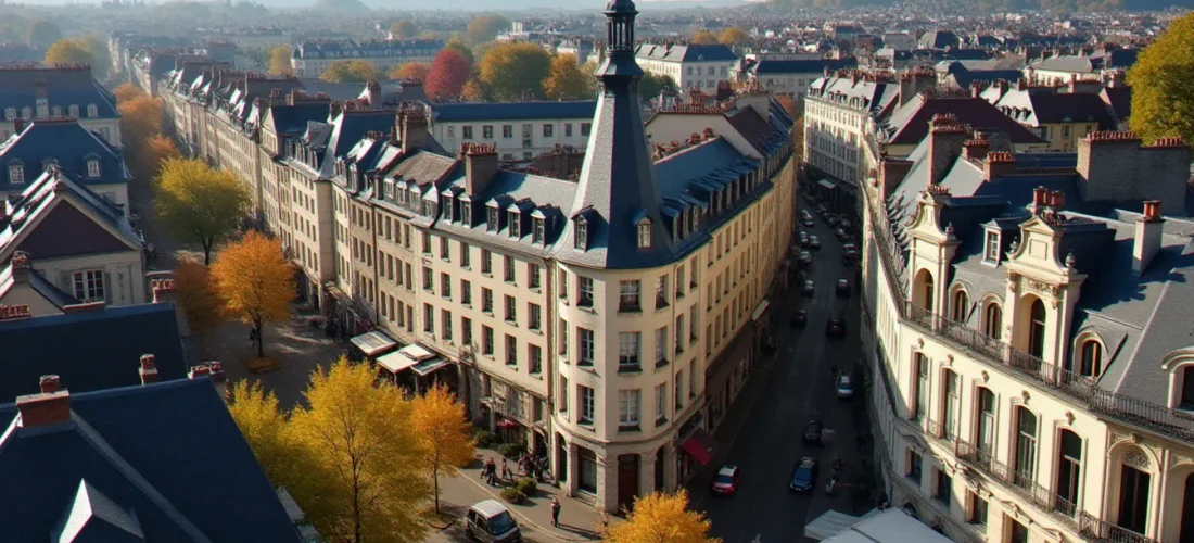 Vue aérienne du centre-ville d'Angoulême avec ses immeubles