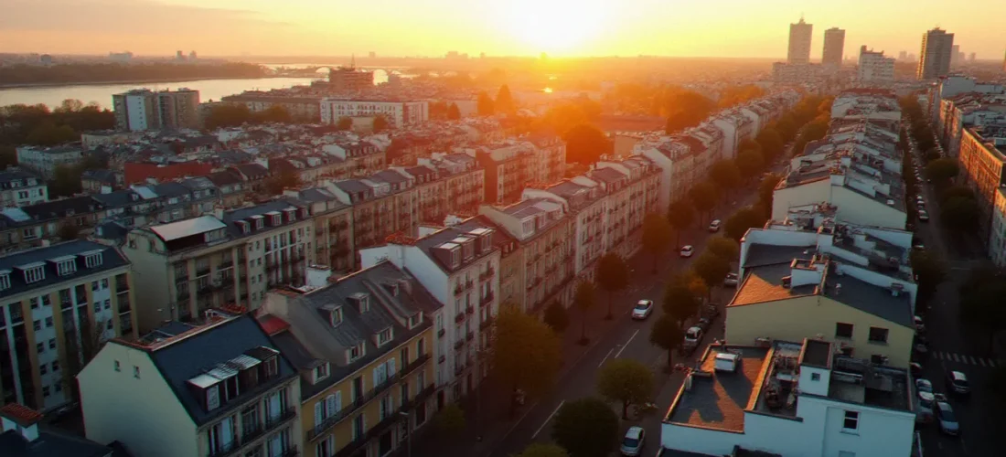 Vue aérienne du centre-ville d'Argenteuil avec ses immeubles