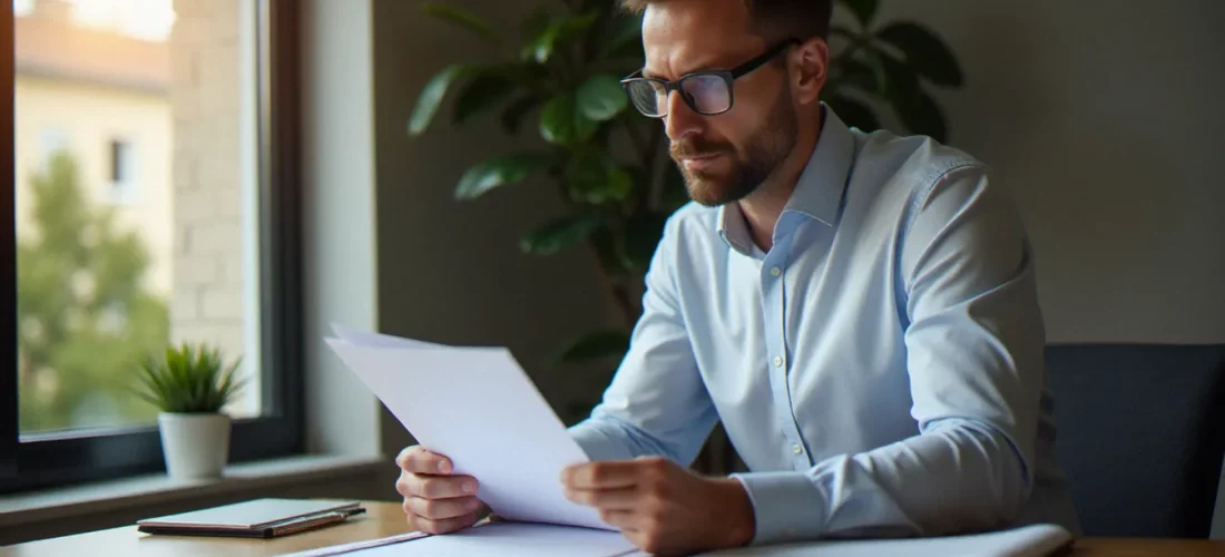 Consultant en gestion locative analysant un contrat de