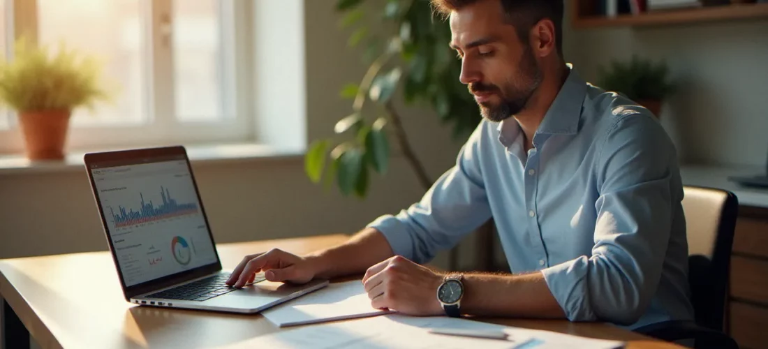 Consultant financier analysant un avis gestion pilotée Linxea