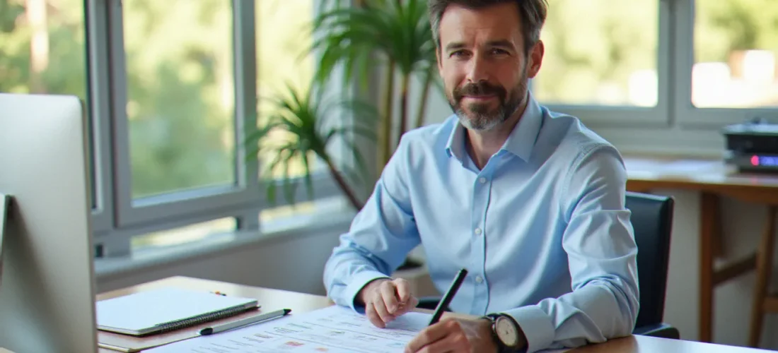 Consultant en gestion organisationnelle analysant des documents de