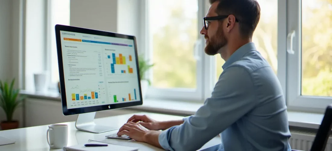 Gestionnaire locatif analysant les données de gestion prix