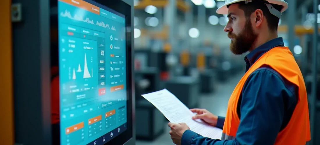 Ingénieur industriel effectuant la gestion recette Vijeo Designer sur un terminal IHM Magelis en environnement de production