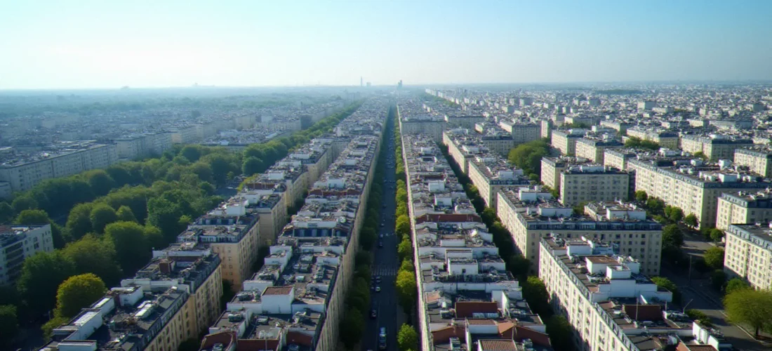 Vue aérienne du tissu urbain dense de La