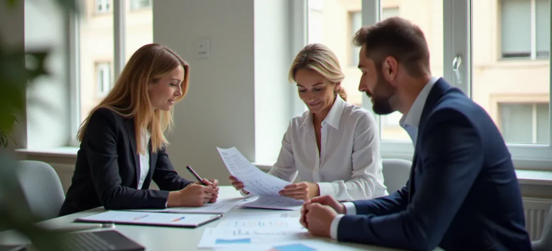Conseiller en gestion de patrimoine analysant des documents