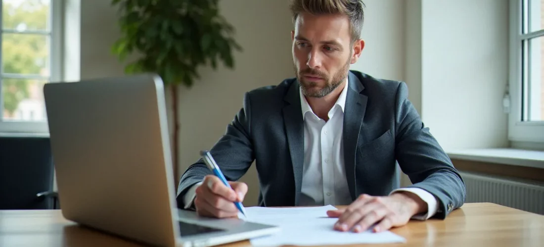 Gestionnaire locatif professionnel analysant un contrat de bail, illustrant la meilleur gestion locative en pratique