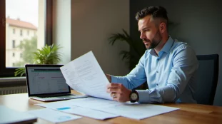 Consultant en gestion de projet analysant une recette gestion de projet sur un planning imprimé dans un bureau lumineux