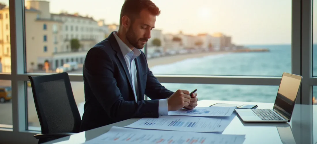 Consultant en gestion analysant des tableaux de bord