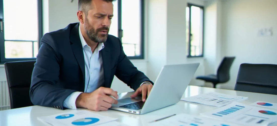 Consultant en gestion examinant des documents d'organisation dans
